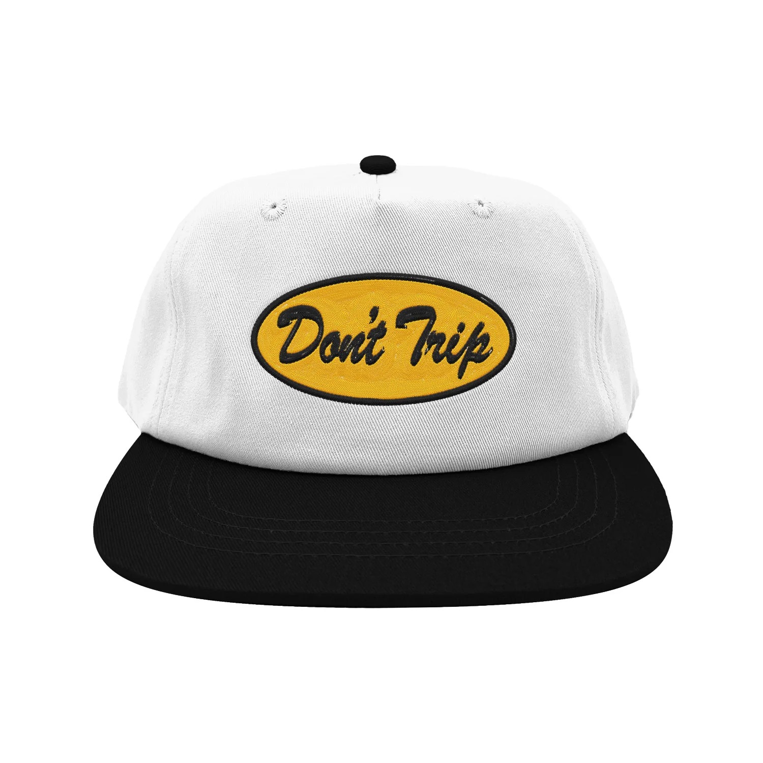 Oval Two Tone Short Brim Snapback Hat &quot;BONE / BLACK&quot; 